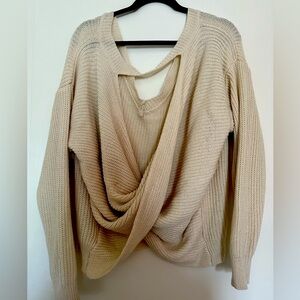 SHEIN Essnce Plus Cut Out Wrap Cross Back Drop Shoulder Sweater